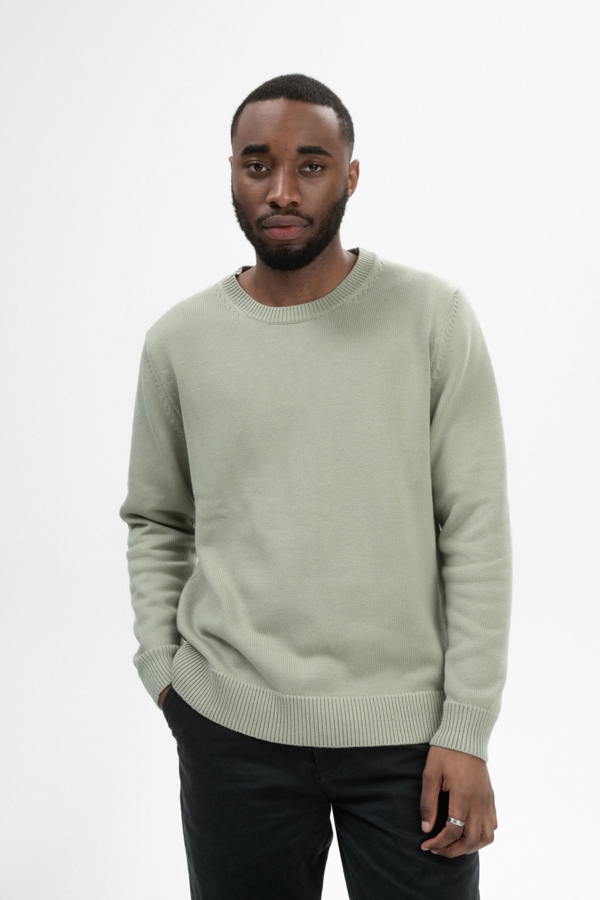 MELA Herren vegan Strickpullover Charun GrÃ¼ner Ton