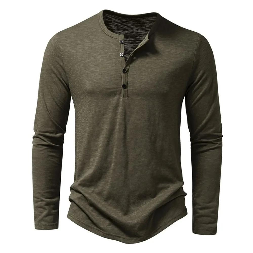 King Billion Heren katoenen T-shirt met knopen Henley-hals Shirt Lange mouw Casual Effen kleur T-shirts S