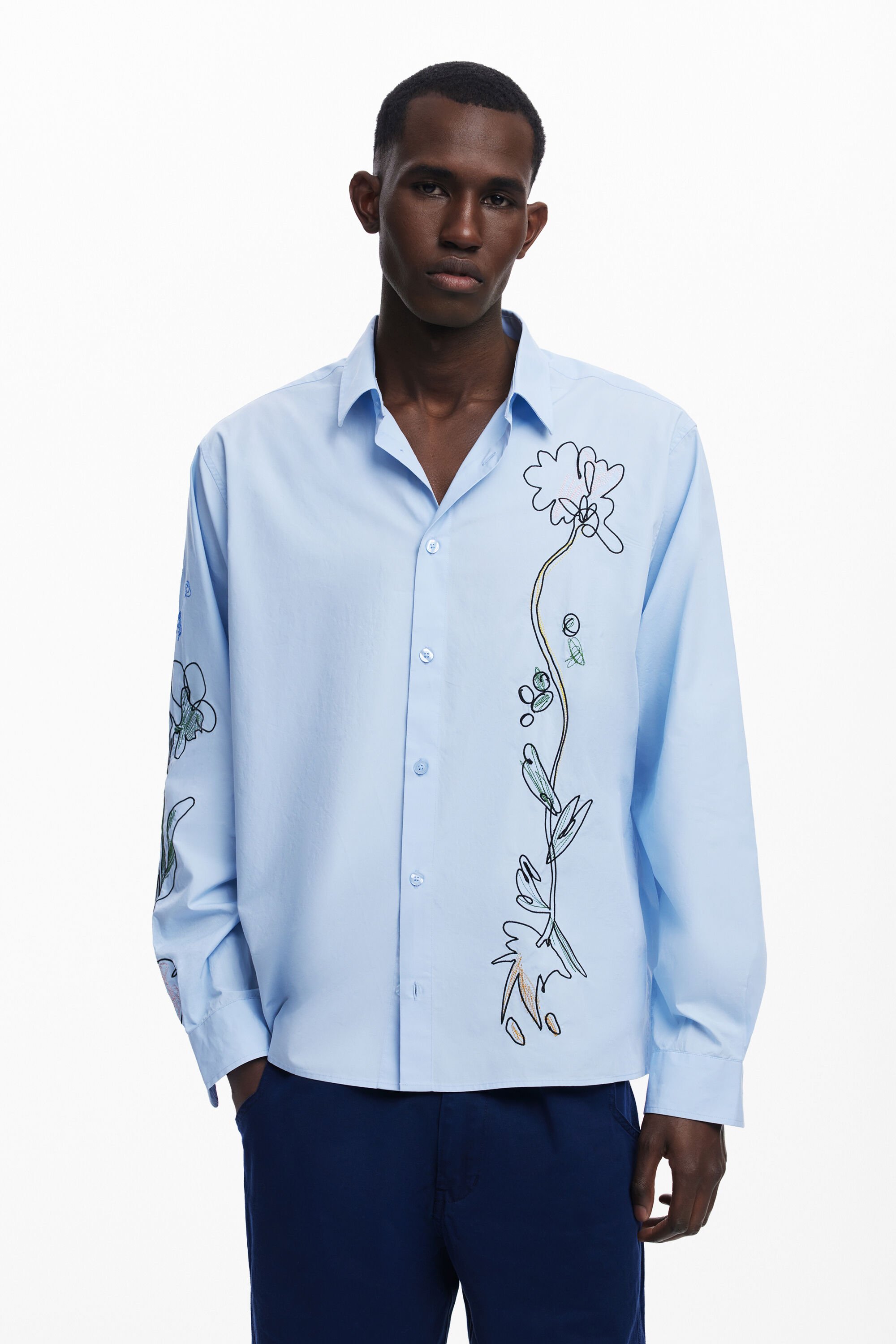 Desigual Overhemd met lange mouwen en borduursels - BLUE
