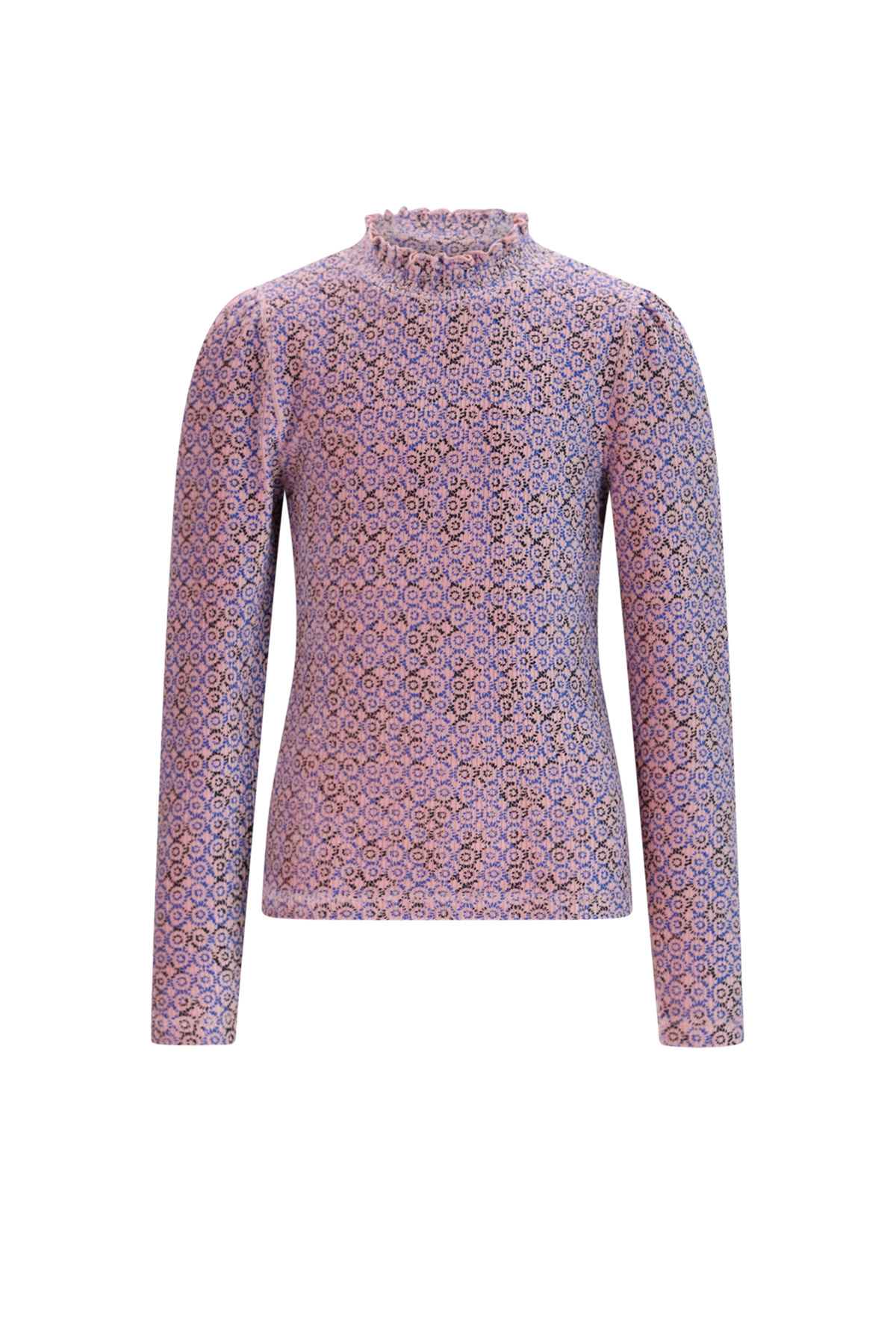 NoNo winter jersey t-shirt meisjes - blauw - Koss - AOP, rib