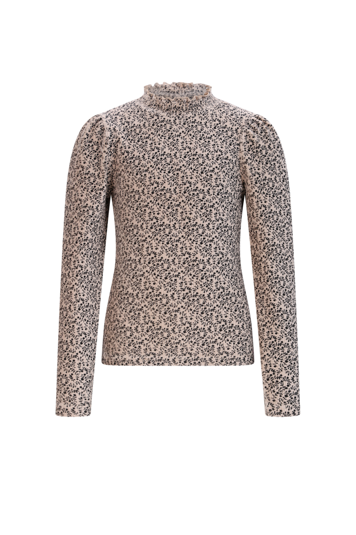 NoNo winter jersey t-shirt meisjes - ivoor - Koss - AOP, rib