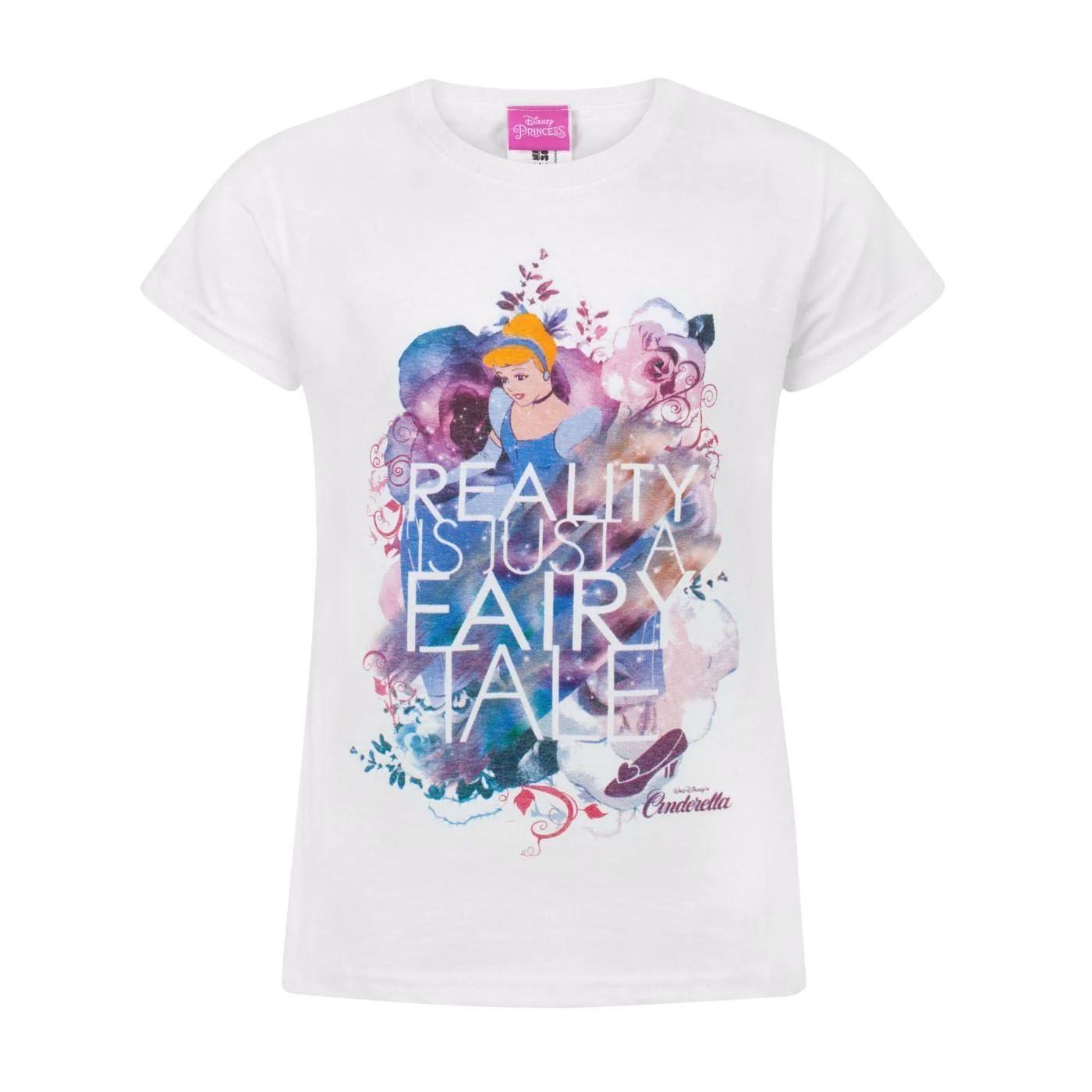 Cinderella Assepoester Girls Reality is gewoon een sprookjes T-shirt met korte mouwen 12-13 roze/wit
