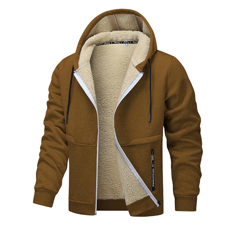 MAITA Clothscenery Heren Herfst Winter Jas Jas Lam Fleece Voering Dikker Cardigan Hoodie Casual Sportkleding 9 Kleuren Maat XS-3XL XL bruin
