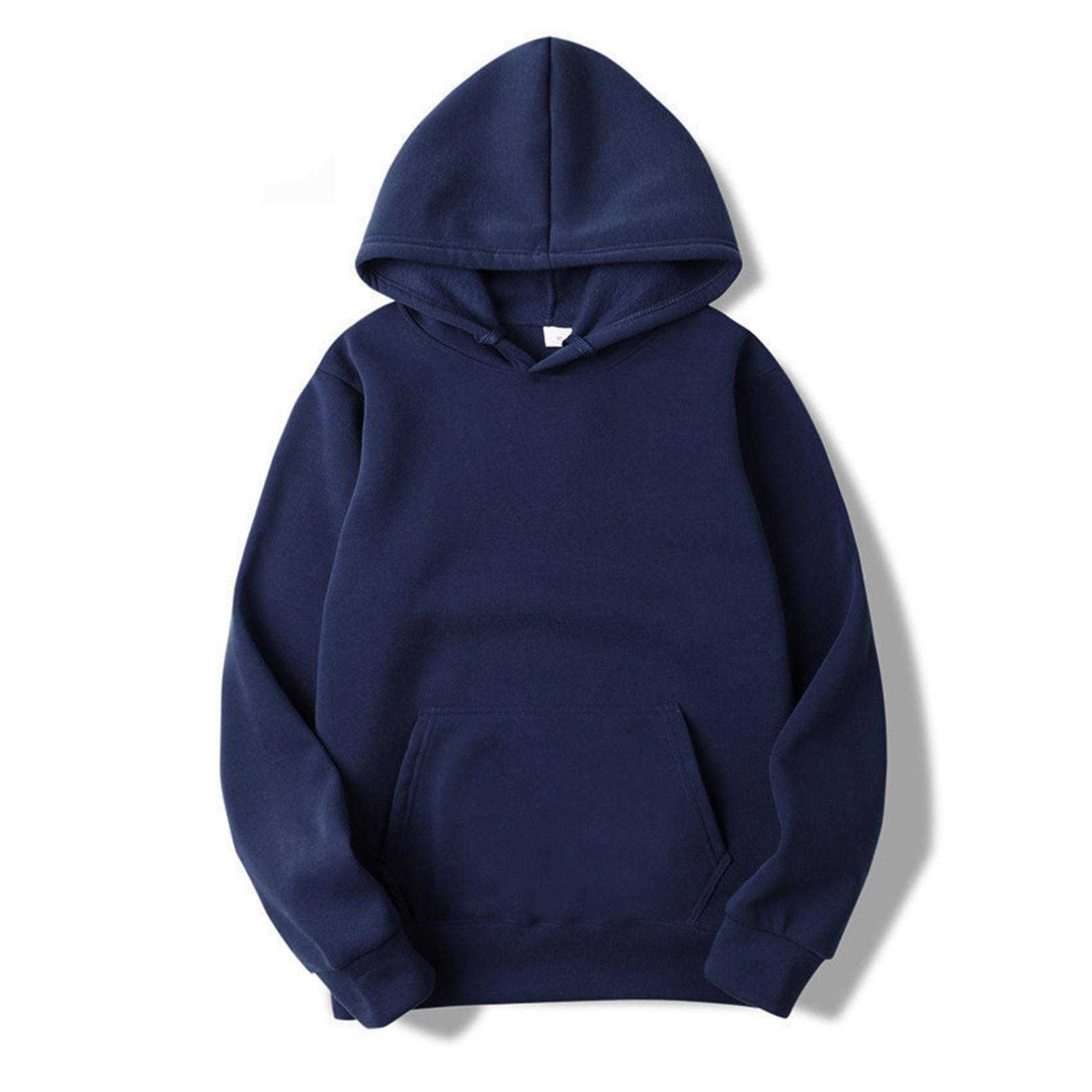 Yeahdor Heren effen trui met capuchon, casual sweatshirt met capuchon, klassieke tops met lange mouwen L