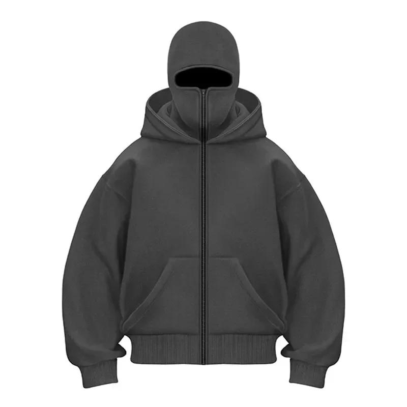 Jacket and Zipper Hoodie NO.1 Bivakmuts Heren Zip Hoodie Winter Warm Casual Sweatshirt Y2K met Capuchon Gezichtsmasker Rits Design Sportjack Buitenactiviteiten S