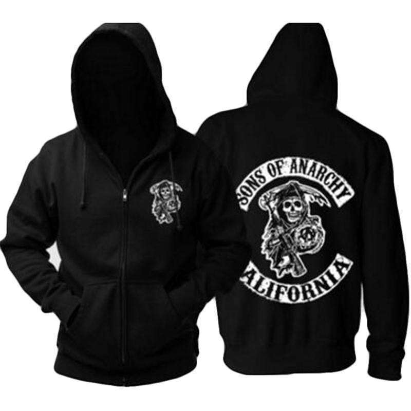 MY OWN STYLE Winter warme hoodie Heren verdikking Sons of Anarchy Katoen gewatteerde jas Flanellen sweatshirts L