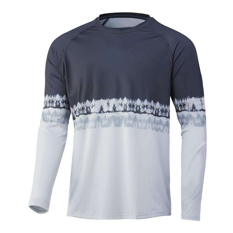 ETST 007 Herenshirt UV-bescherming Buitensporten Ronde hals Tops, Hardloopzon T-shirts UPF50+ Heren Lange Mouw Visshirt - Ademend L
