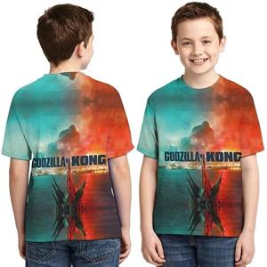 ETST WENDY 013 Godzilla Vs Monster King Kong T-shirt 3D Digital Printing T-shirt Cartoon Kinderen Jongens Meisjes Korte mouwen Zomer Kleding Gift 150cm
