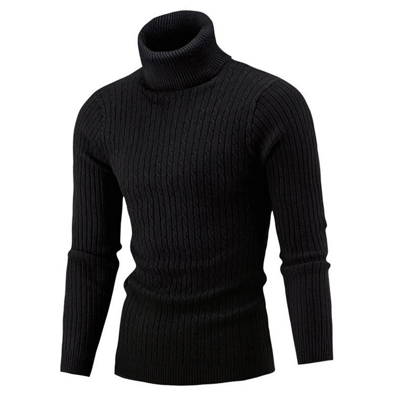 FIVE FIVE Herensweater met hoge kraag Herfst- en wintermode Warme gebreide coltrui voor heren met lange mouwen Warme truien M