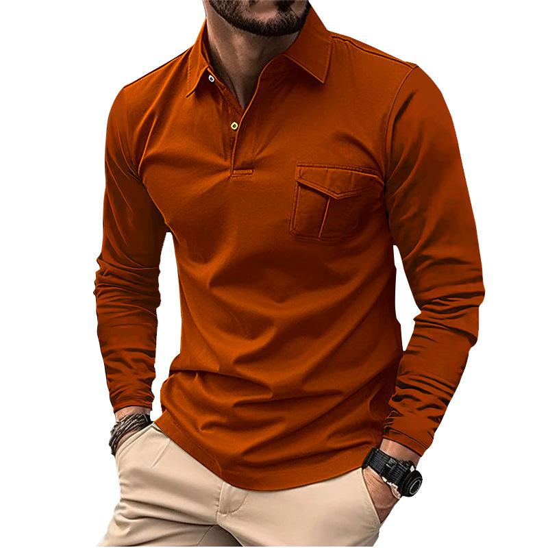 Fashion human Lente en herfst nieuw heren poloshirt met lange mouwen casual revers sport poloshirt XL