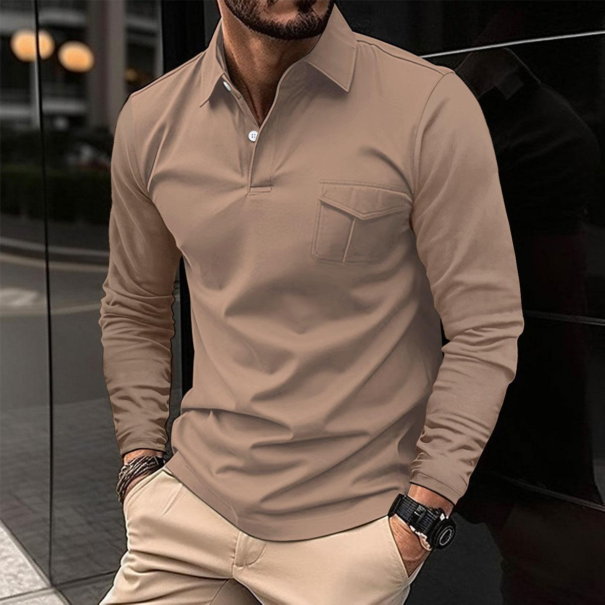 Fashion human Lente en herfst nieuw heren poloshirt met lange mouwen casual revers sport poloshirt L