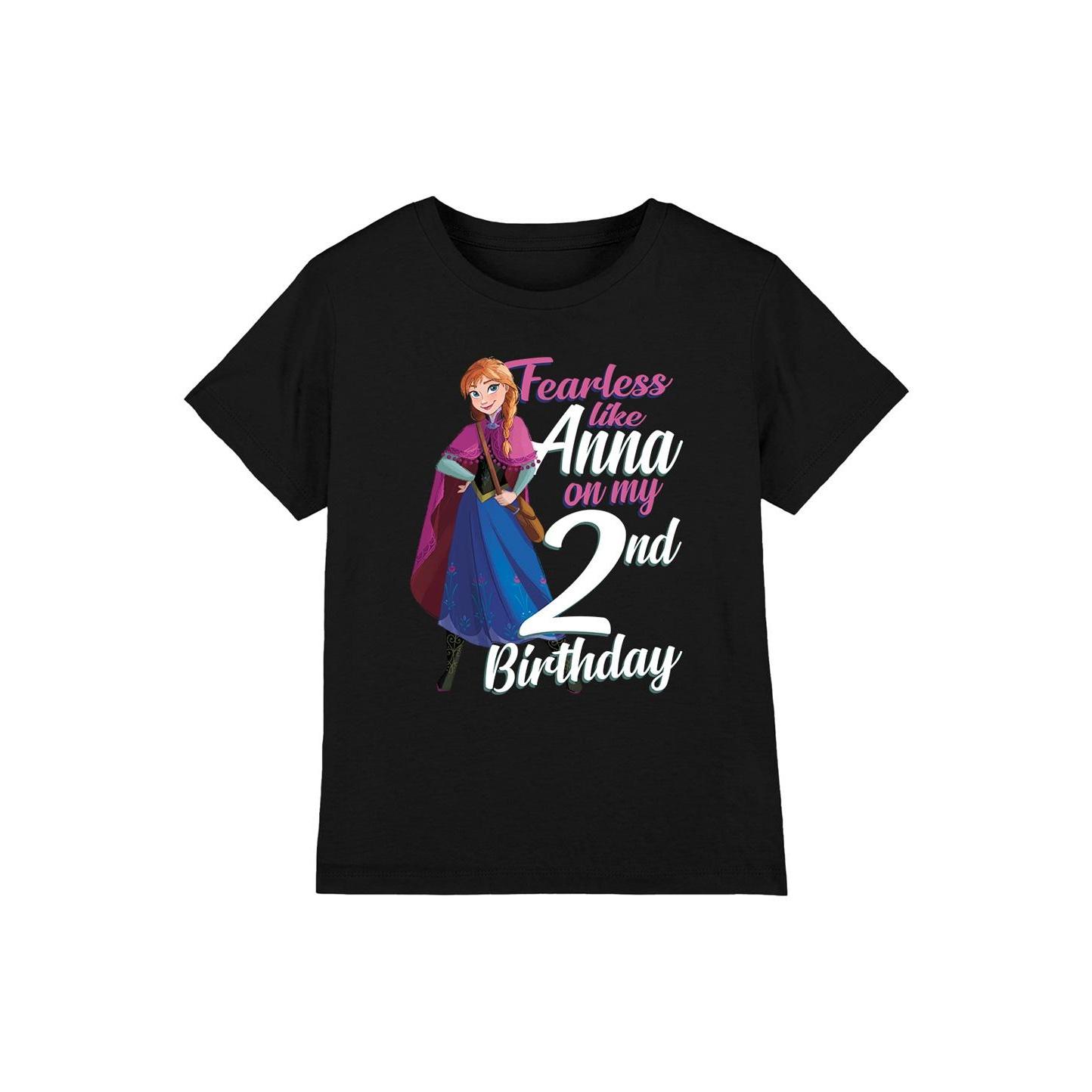 Frozen Childrens/Kids Fearless Like Anna 2nd Birthday T-Shirt 3-4 Years zwart