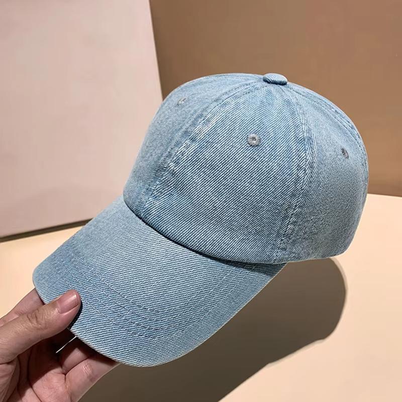 R&N Fashion Hiphop denim baseballpet voor dames en heren, effen kleur, snapback, verstelbare zonneklep, hoed, JK, effen, Y2K, Koreaanse meisjes, vader, trucker petten lichtblauwe kleur