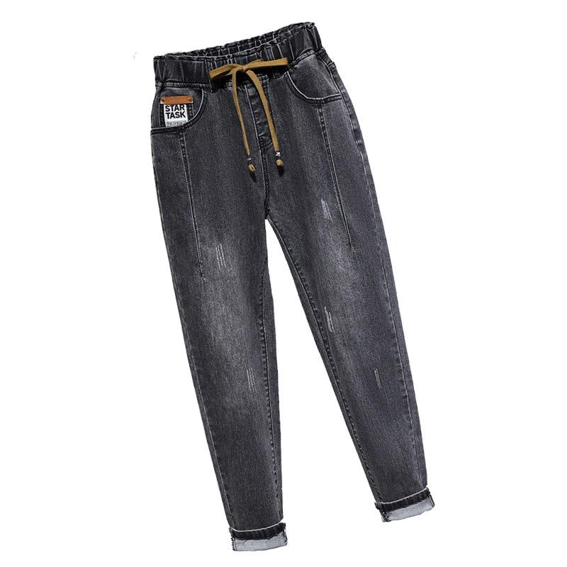 SHIZI Hoge taille dames vintage plus size harembroek losse boyfriend denim jeans streetwear broek XL