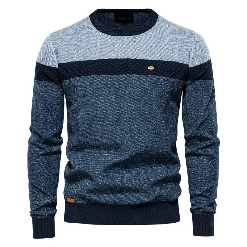 AIOPESON Men Fashion AIOPESON Gesplitste Katoenen Trui Mannen Casual O-hals Hoge Kwaliteit Trui Gebreide Truien Mannelijke Nieuwe Herfst Winter Heren Truien XXL 82-90 kg Vloot