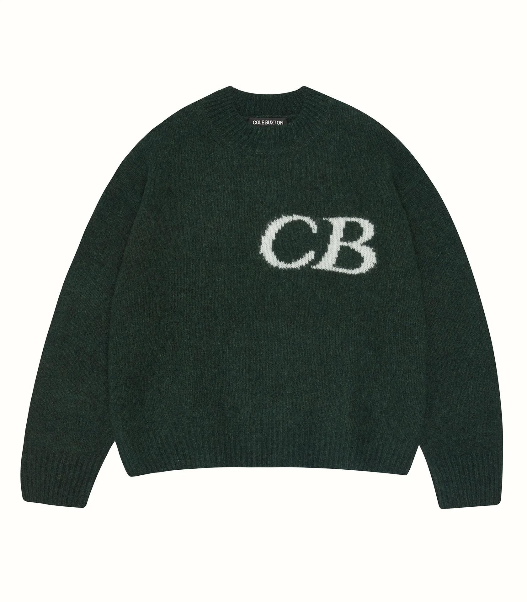 StrideBox CB Trendy Minimalist Logo Jacquard Sweater - Unisex, Loose Fit, Round Neck S