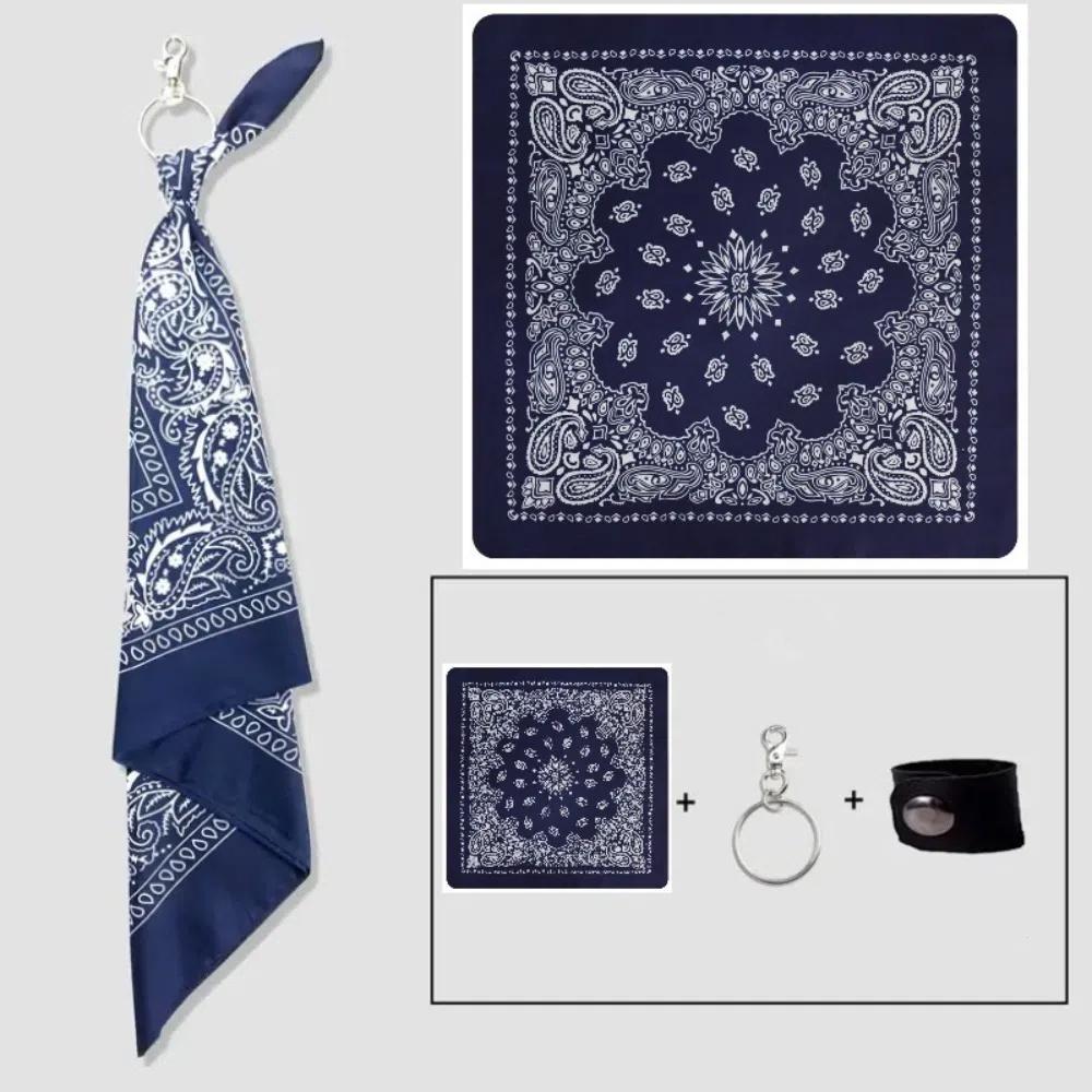 PreytVigo on Jeans Square Scarf Chain Korean Street Pants Belt Chain Ornament Square Scarf Trousers Chain Navy blue without chain