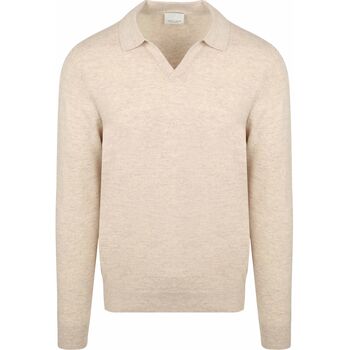 Profuomo Sweater  Longsleeve Poloshirt Wol Blend Sand