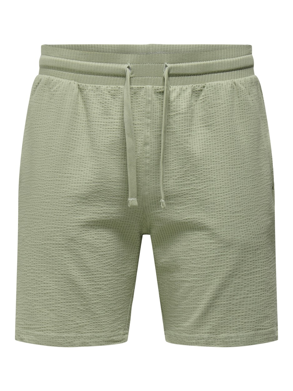 Only & Sons Onskian reg seersucker shorts noos olijf