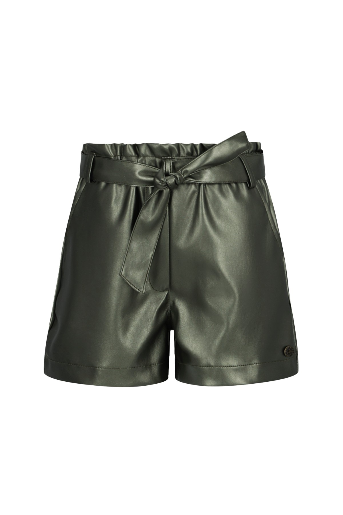 Like Flo winter nep leren short meisjes - groen - Fay-Linn - schelpenriem