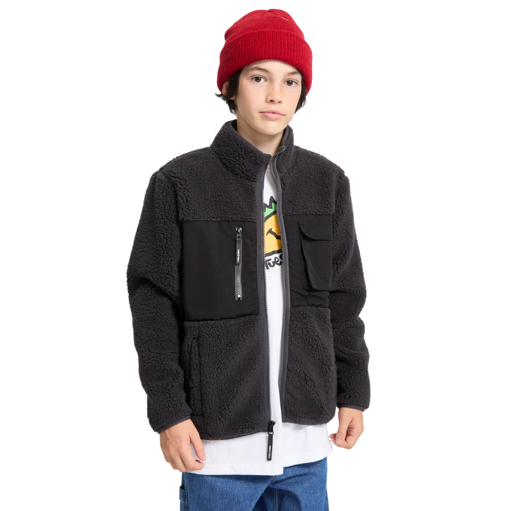 Volcom Kids Storm Stone Zip Fleece Asphalt Black