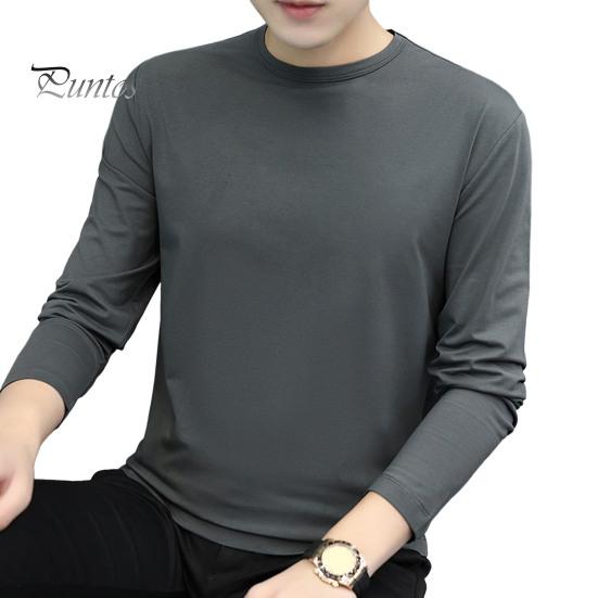SOUTONG Lente Herfst Heren Fitness Top Slim Fit Ronde Hals Rekbaar Lange Mouwen Effen Kleur Pullover Fitness Sport Top Winter Bottoming Kleding XXXXL donkergrijze kleur