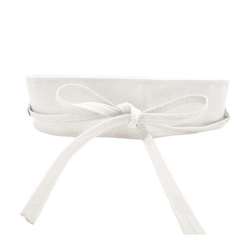 Fashion Houses Mode Vrouwen Kunstleer Wikkel Rond Stropdas Korset Cinch Taille Brede Jurk Riem wit