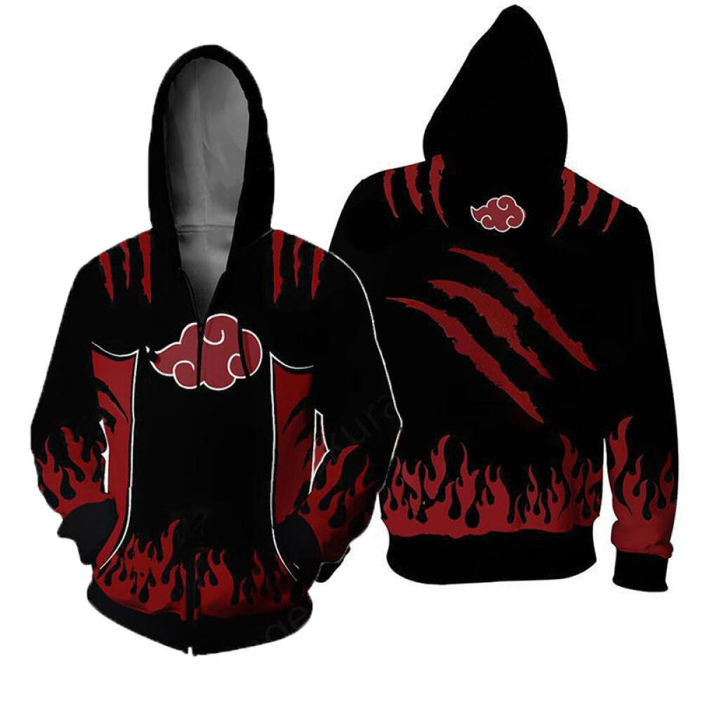 ETST 011 Heren 3D-geprinte wolkenpatroon hoodie voor volwassenen Truien Herfst/winter Zwarte unisex jas Japanse anime rol cosplay kostuum L