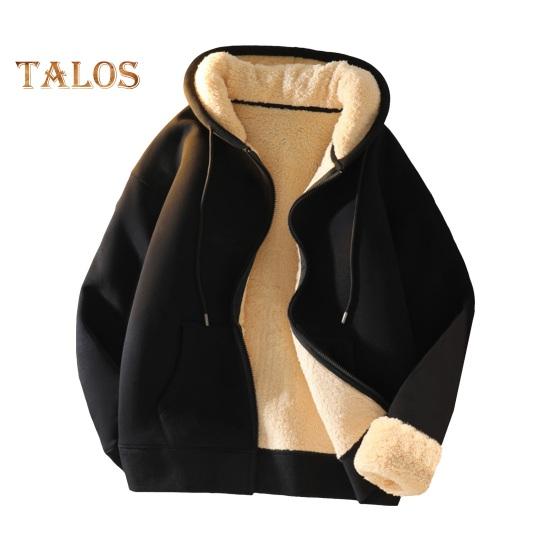 Vogue Wardrobe Heren Herfst Winter Hoodie Dikke Fleece Gevoerde Capuchon Lange Mouwen met Zakken Effen Kleur Losse Elastische Manchetten Trekkoord Jas Koppel Sportjas L zwart