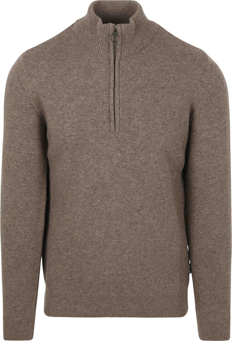 Barbour Half Zip Trui Wol Taupe
