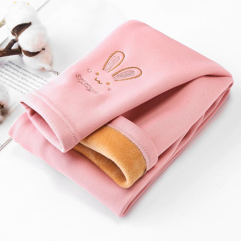 YUBAOBEI Meisjeslegging Lente-/herfstmodellen Bovenkleding Plus fluwelen gevoerde kinderlegging Winterbroek 120 roze
