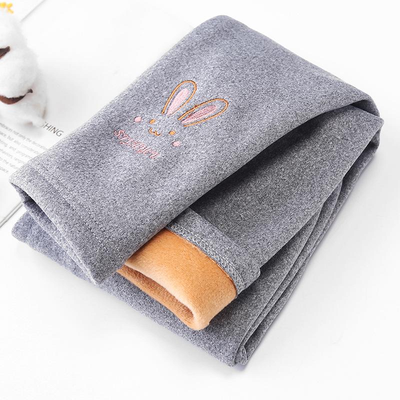 YUBAOBEI Meisjeslegging Lente-/herfstmodellen Bovenkleding Plus fluwelen gevoerde kinderlegging Winterbroek 140 lichtgrijze kleur