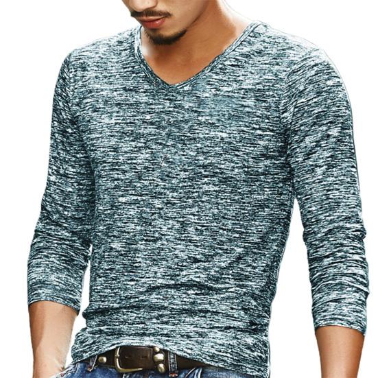 Jihongkang V-hals elastische top camouflage herenshirt met lange mouwen voor de herfst M