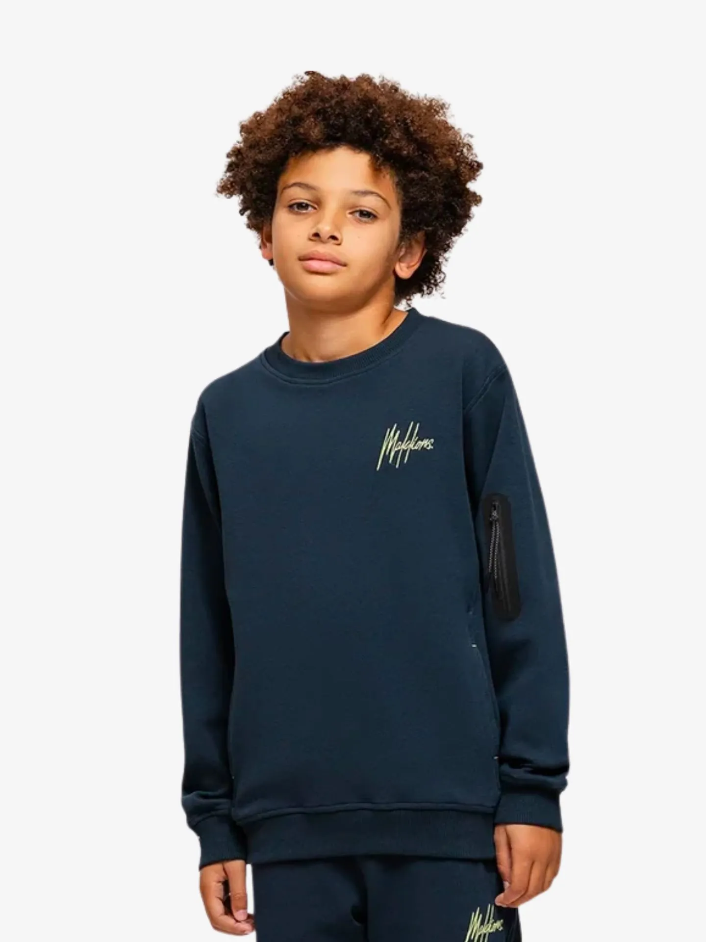 Malelions Jongens sweater counter navy bright yellow