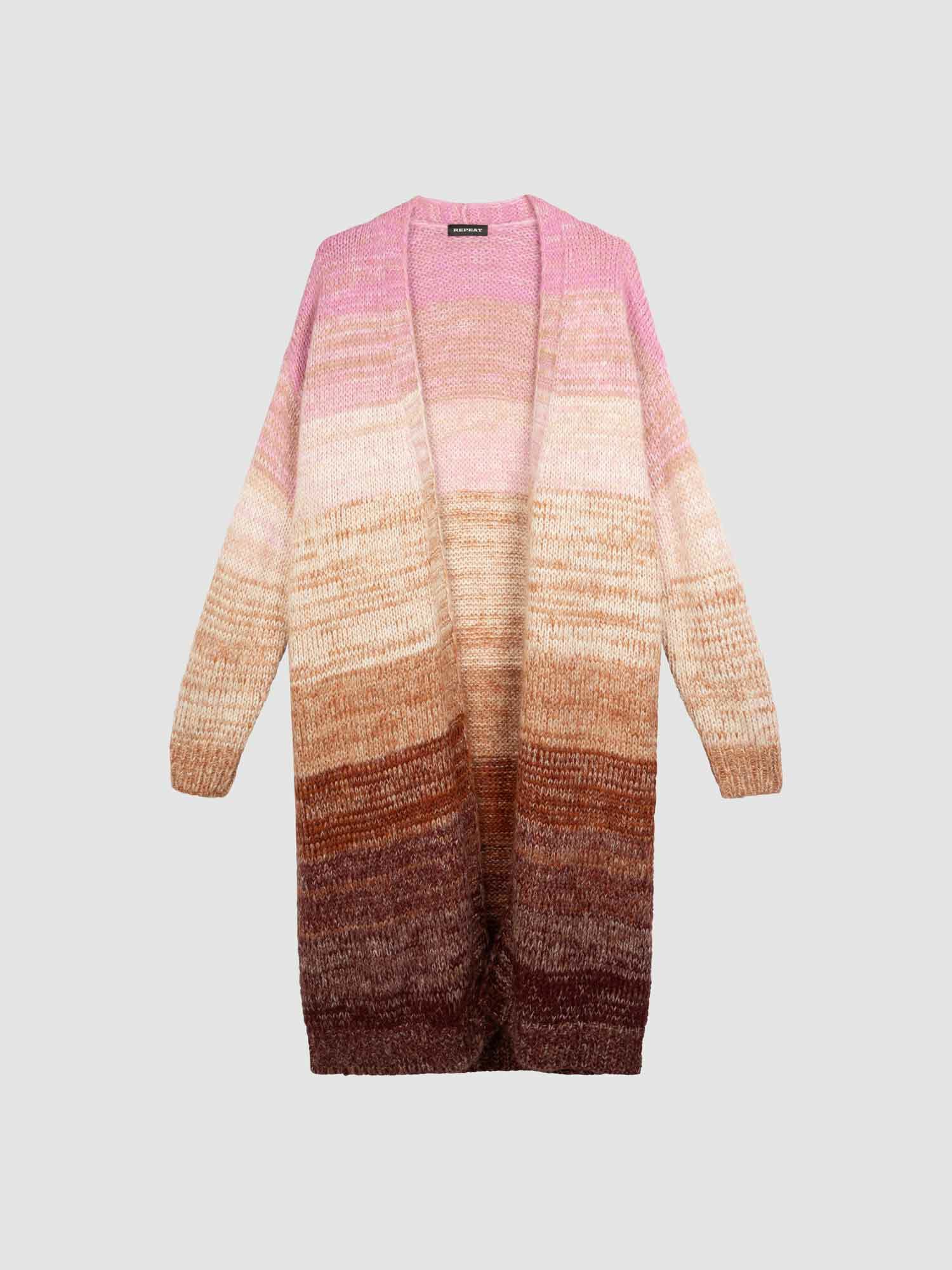 REPEAT cashmere Halflang meerkleurig gestreept vest