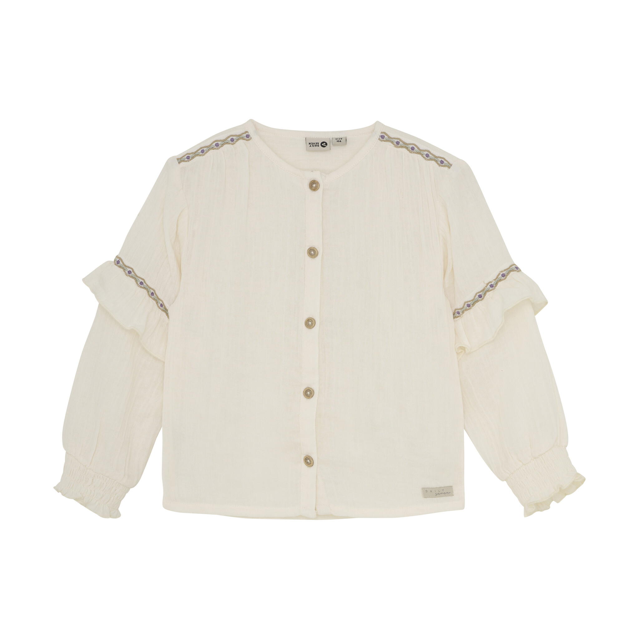 Daily7 winter t-shirt meisjes - wit - longsleeve/ruffle