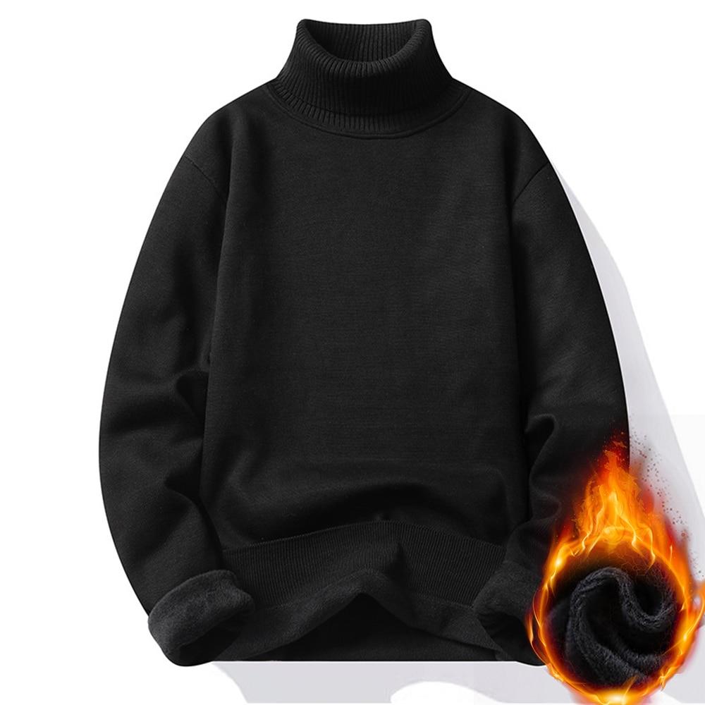 KING BILLION Winter Fleece Warme Truien Heren Coltrui Gebreide Pullovers Breiwerk Dikker Heren Casual Jumper Slim Fit Pure Trui Asian XXXXL
