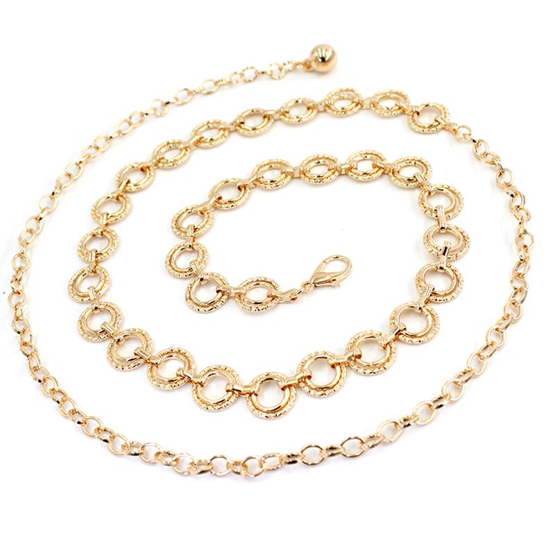Foreign Parts Metalen taille sieraden ketting verstelbare body link riemen pak jurk dunne taille riem goud