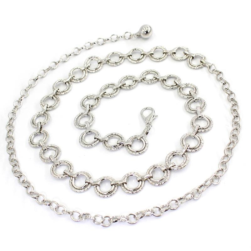 Foreign Parts Metalen taille sieraden ketting verstelbare body link riemen pak jurk dunne taille riem zilver