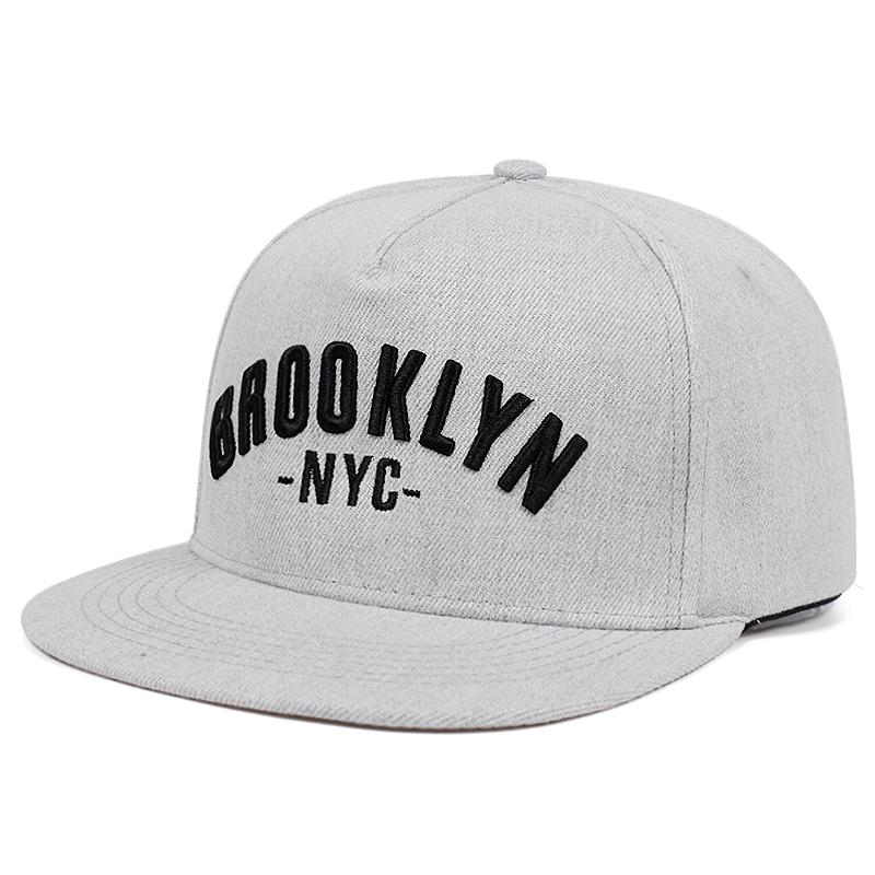 Cap Factory Zomer Brooklyn Geborduurde Baseball Cap Mannen en Vrouwen Mode Hoed Outdoor Sport Hip Hop Platte Hoed grijs