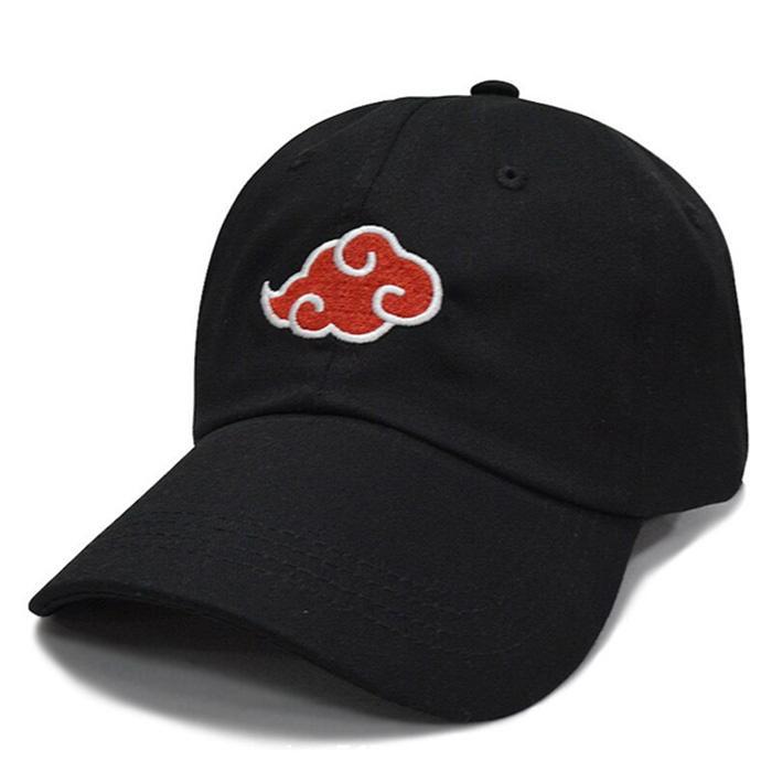 91530103MAC32JTX96 Gewassen Cowboy Daddy Hat Akatsuki Logo Anime Naruto Daddy Hat Uchiha Familie Logo Geborduurde Baseball Cap Zwarte Stretch Cap zwart
