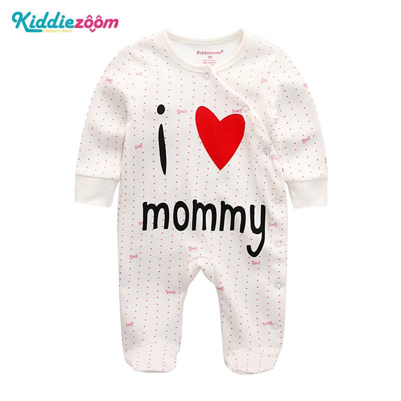 KIDDIEZOOM Jongens Meisjes Cartoon Gestreepte Print Home Romper Pyjama Pasgeboren Baby Babykleding 3M