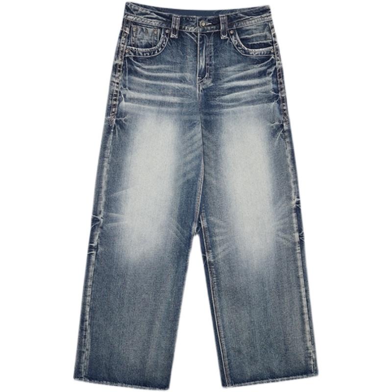 Ladie KAKA Dames Jeans Hoge Taille Streetwear Wijde Pijpen Jean Vrouwelijke Broeken Hip Hop Baggy Denim Broeken M blauw