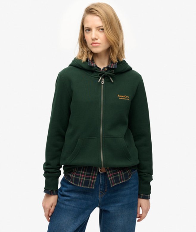 Superdry Athletic Essentials Logo Zip Hoodie Green
