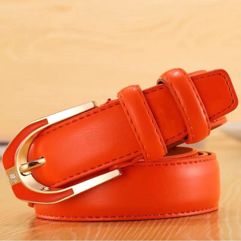 Straight Fire Fashion Dames leren gesp riem mode dames 3.0 fijne broek riem snoep kleur 110cm