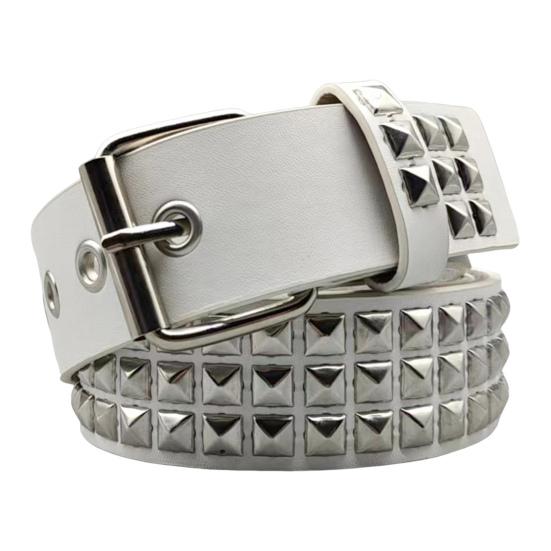 Pinping Punk-stijl riem met studs, vierkante klinknagels, verstelbare bandjes, rock-tailleband, dames, meisjes, gothic-scène-accessoires 110 cm