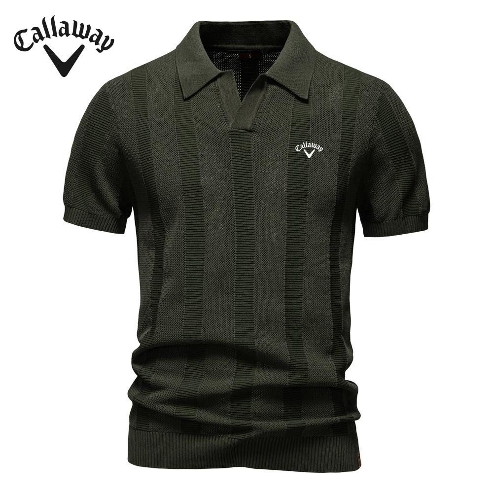 Lixin12 Callaway 2025 Zomer Nieuwe Geborduurde Heren Poloshirt Gestreept Holle Korte Mouw Trui Poloshirt Heren XXL