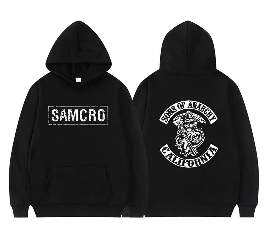 The second face a man Sons of Anarchy SAMCRO Dubbelzijdig bedrukte straatkleding Heren en dames Harajuku merkontwerp hoodie Heren grote L-12XL hooded sweatshirt XL