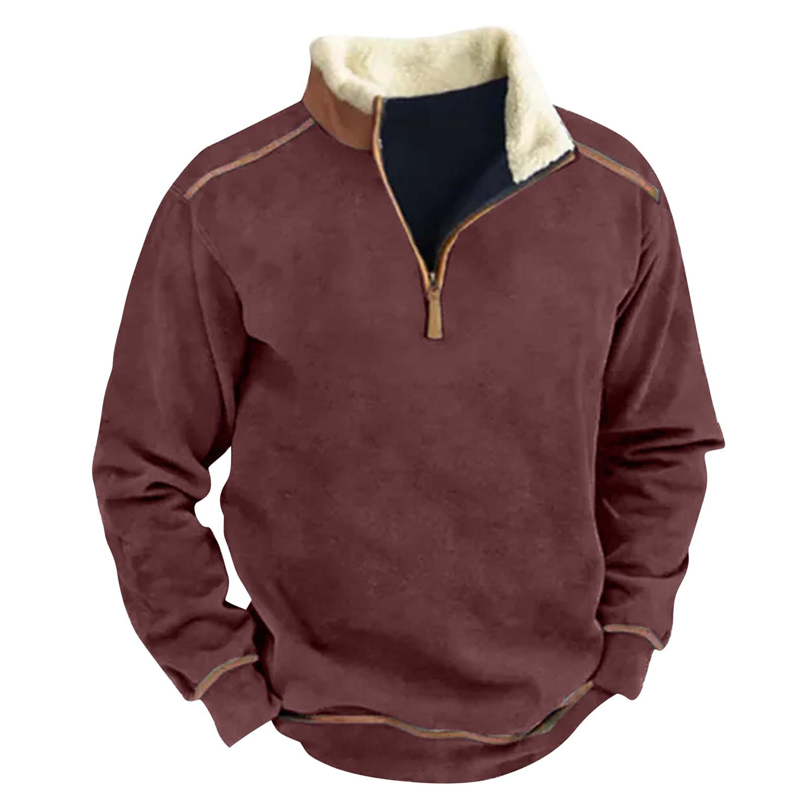 Ren Bag Lente en herfst herensweatshirt met staande kraag is outdoor casual truien tops XL wijn