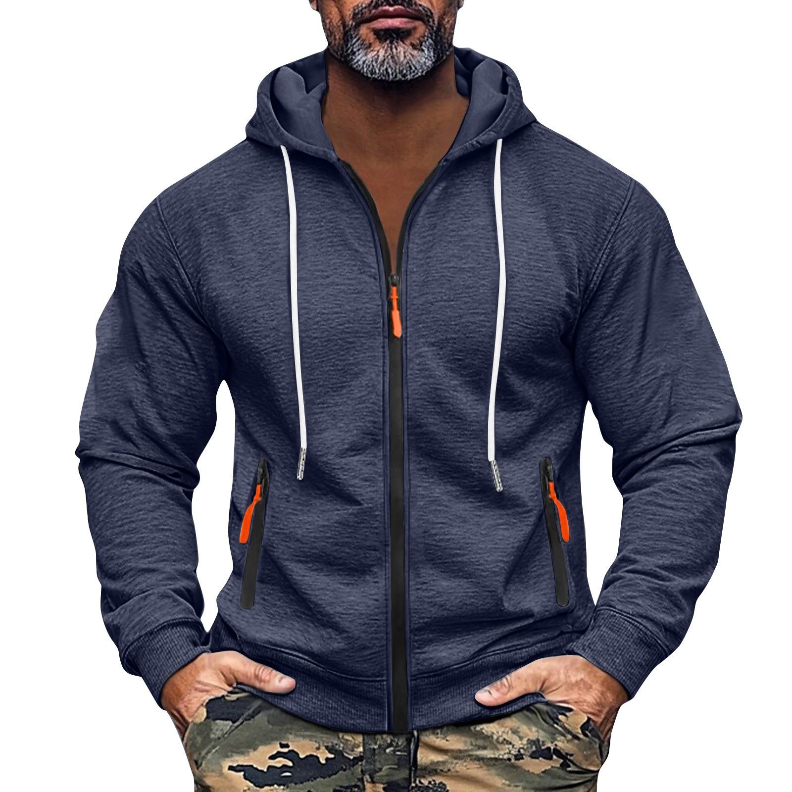 YaseHasaki Heren Sweatshirt Hoodie Rits Arm Zak Cardigan Heren Sport Grote Maat Casual Hoodie L Vloot